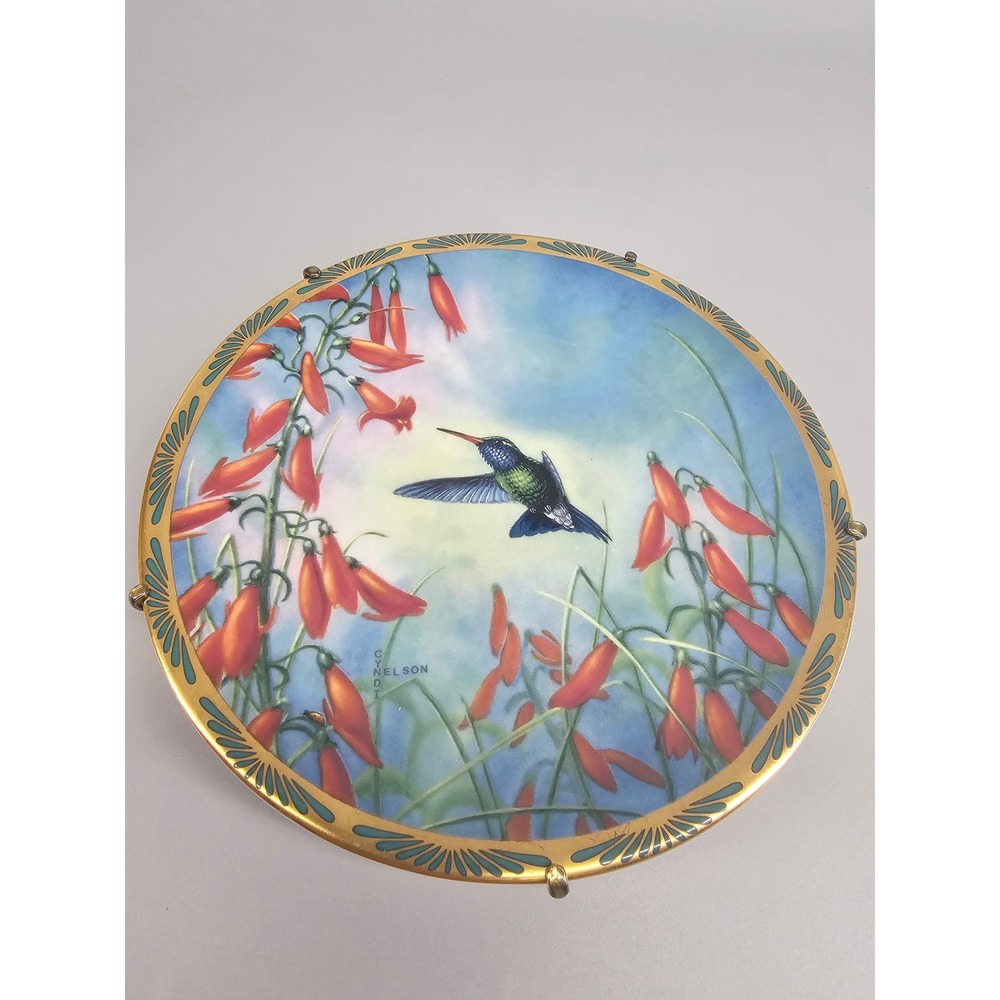 Pickard Collector Plate 6.5in Excellent Hummingbird Penstemon Cyndi Nelson 1990